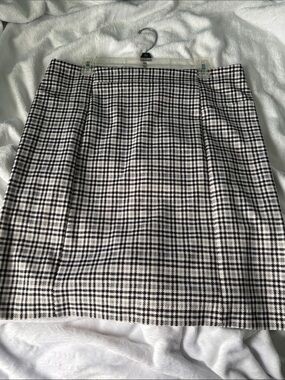Michael Kors Black & White Plaid Mini Skirt